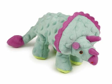 goDog Dino Triceratops w Chew Guard Teal Plush Dog Toy For Sale