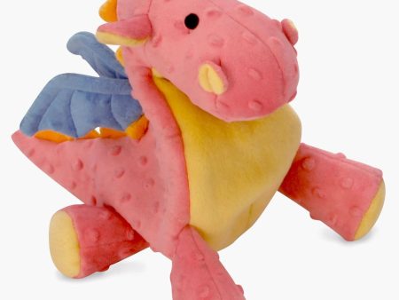 goDog Dragon w Chew Guard Coral Plush Dog Toy Large For Cheap