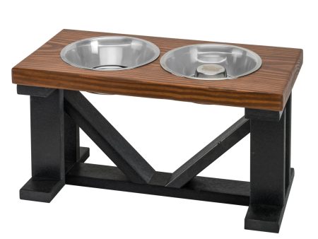 Farmhouse 2-Bowl Elevated Dog Feeder Chestnut Medium, Black Base Fashion