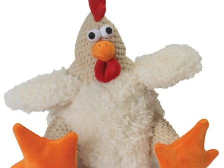 goDog Checkers Fat Rooster White w Chew Guard Plush Dog Toy For Sale