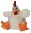 goDog Checkers Fat Rooster White w Chew Guard Plush Dog Toy For Sale