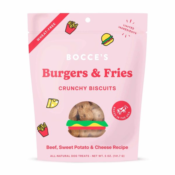 Bocce s Bakery Burgers & Fries Biscuit Dog Treats 5oz Online Sale