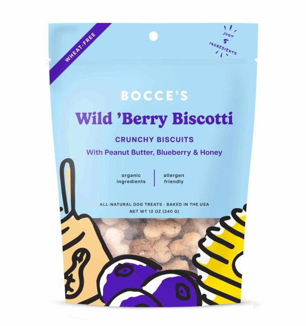 Bocce s Bakery Wild  Berry Biscotti Small Batch Biscuits Dog Treats 12oz on Sale