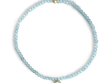 Blue Zircon Stretch Bracelet with Gold Disc Charm Fashion