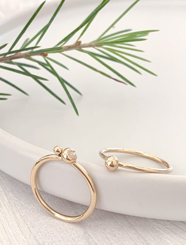 Molten Gold Stacking Ring with Gold Orb Discount