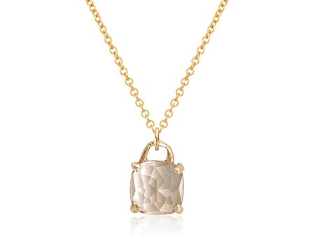 Gold necklace with square cushion cut white topaz Fashion