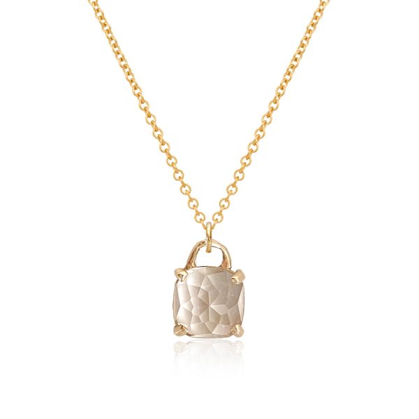 Gold necklace with square cushion cut white topaz Fashion