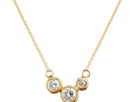 Molten Gold Necklace - Trio of Golden Orbs Set with Diamonds Online now