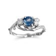 Cherry Twig Engagement and Wedding Ring Set in Platinum with Montana Sapphire and Canadamark Diamonds Discount