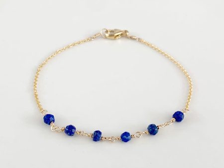 Dainty Chain bracelet with lapis lazuli Supply