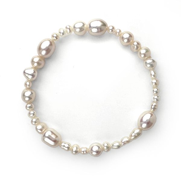 Gemstone Beaded Stretch Bracelet Freshwater Pearls in mixed sizes and shapes Supply