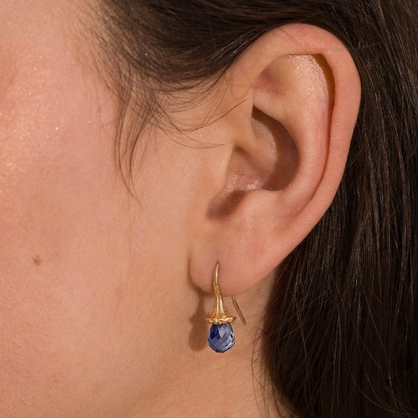 Marigold Twig Drop Earrigns with Iolite Drops Online Sale