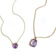 Rose Cut Slider Necklace with Amethyst in Yellow Gold on Sale