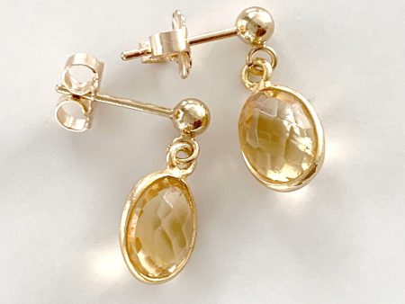 Citrine Drop Earrings with Ball Bead and Post Hot on Sale