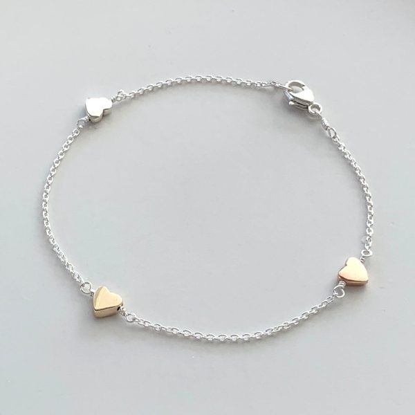 Little Heart or Little Star Bracelet with Solid Gold Elements For Sale