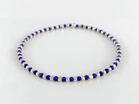 Dainty Stretch Bracelet with lapis lazuli and metallic glass beads Fashion