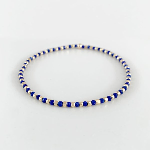 Dainty Stretch Bracelet with lapis lazuli and metallic glass beads Fashion