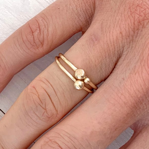 Molten Gold Stacking Ring with Gold Orb Discount