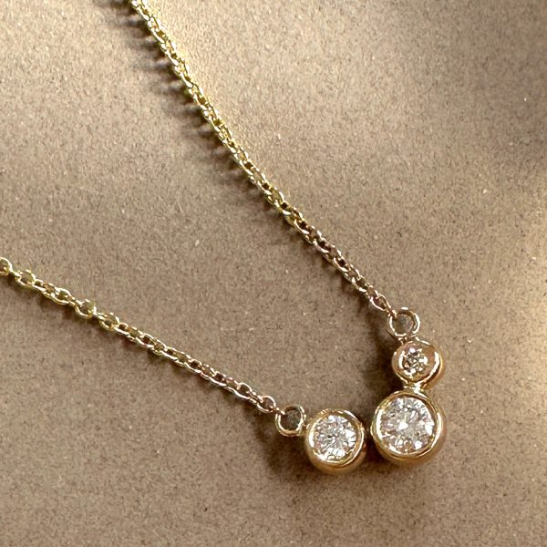 Molten Gold Necklace - Trio of Golden Orbs Set with Birthstones Online now