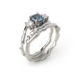 Cherry Twig Engagement and Wedding Ring Set in Platinum with Montana Sapphire and Canadamark Diamonds Discount