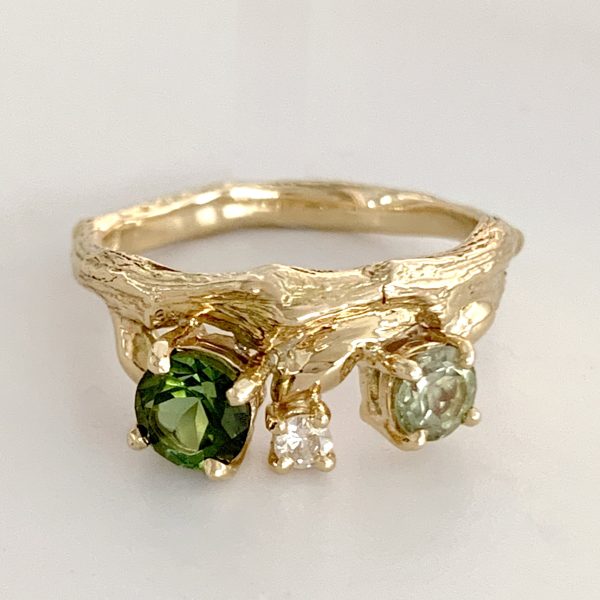 Willow Twig Statement Ring with Tourmalines and a Diamond Fashion