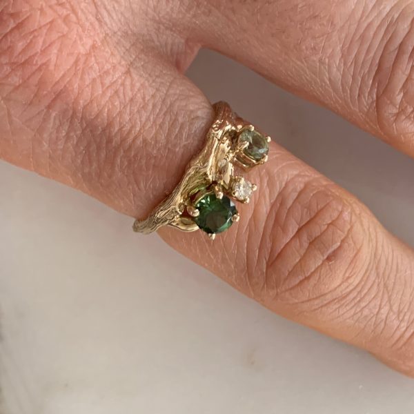 Willow Twig Statement Ring with Tourmalines and a Diamond Fashion