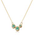 Molten Gold Necklace - Trio of Golden Orbs Set with Birthstones Online now