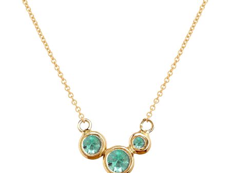 Molten Gold Necklace - Trio of Golden Orbs Set with Birthstones Online now