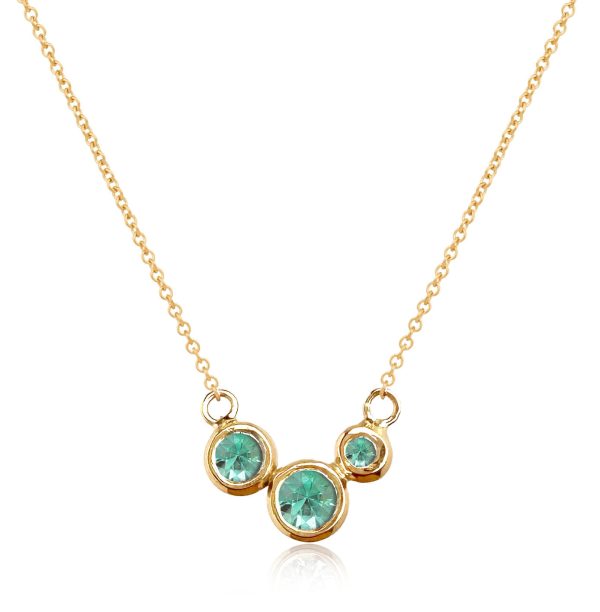 Molten Gold Necklace - Trio of Golden Orbs Set with Birthstones Online now