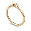 Molten Gold Stacking Ring with Two Solid Gold Beads with Diamonds For Cheap