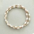 Gemstone Beaded Stretch Bracelet Small Oval Freshwater Pearls with Gold Nugget Beads Online Hot Sale