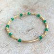 Gemstone Beaded Bracelet Stack of 3 with Green Agate and Metallic Beads Online