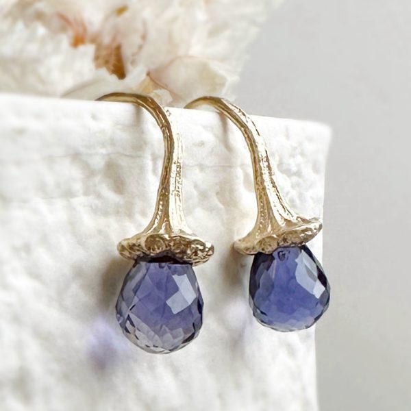 Marigold Twig Drop Earrigns with Iolite Drops Online Sale