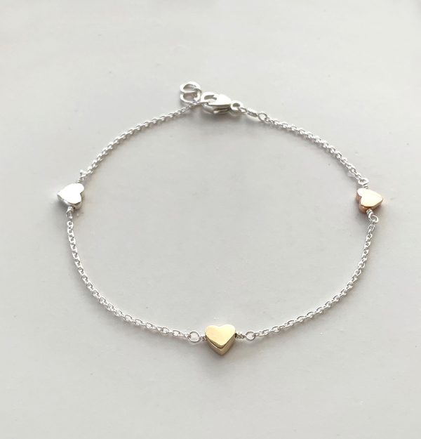 Little Heart or Little Star Bracelet with Solid Gold Elements For Sale