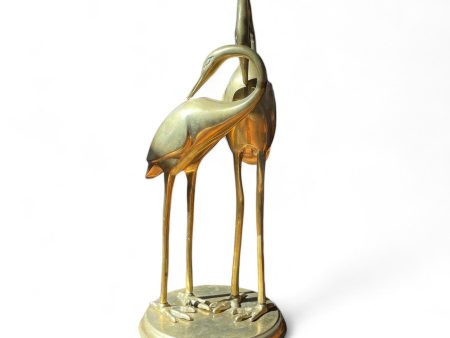 Vintage Brass Crane Pair Sculpture Sale