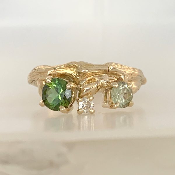 Willow Twig Statement Ring with Tourmalines and a Diamond Fashion