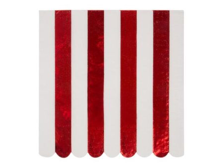 Shiny Red Stripe Large Napkins Online Hot Sale