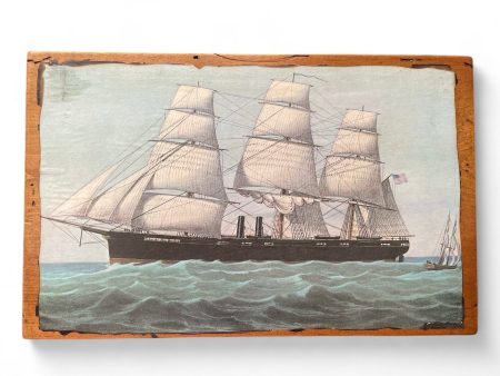 Vintage Decoupage Wood Art  U.S. Steam Frigate Niagara  Online