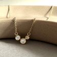 Molten Gold Necklace - Trio of Golden Orbs Set with Diamonds Online now