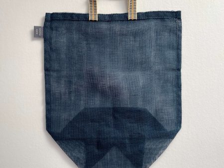 100% cotton gauze net eco produce bags with handle - medium: Navy For Sale